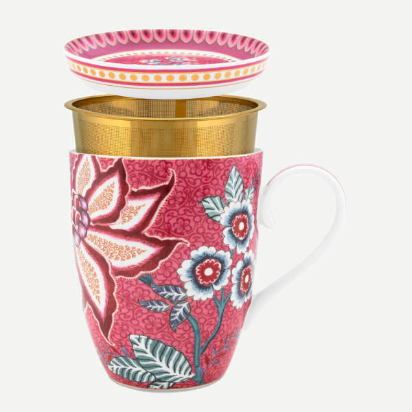 Pip Studio Flower Festival Tek Kişilik Çay Seti 350 ml Kırmızı - 1