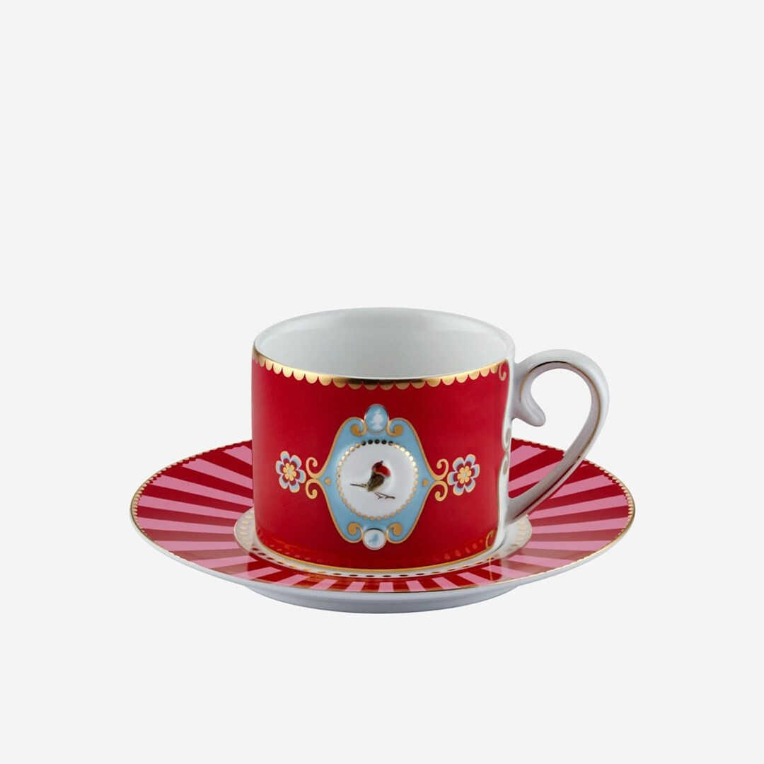  Pip Studio Love Birds Kırmızı Madalyon Desenli Kahve Fincanı 125 Ml