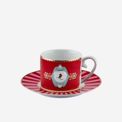 Pip Studio Love Birds Kırmızı Madalyon Desenli Kahve Fincanı 125 ml - 1