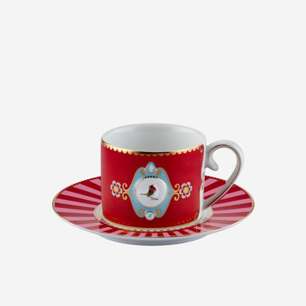 Pip Studio Love Birds Kırmızı Madalyon Desenli Kahve Fincanı 125 ml - 1