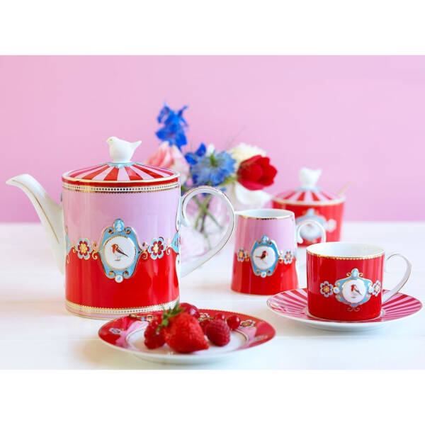 Pip Studio Love Birds Kırmızı Madalyon Desenli Kahve Fincanı 125 ml - 2