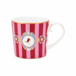 Pip Studio Love Birds Kırmızı Pembe Çizgili Mug 150 ml - 1