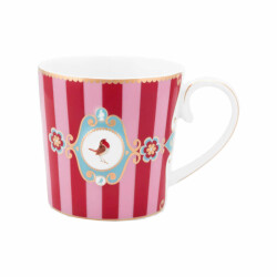 Pip Studio Love Birds Kırmızı Pembe Çizgili Mug 250 ml - 1