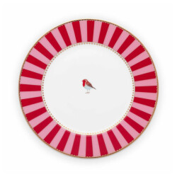 Pip Studio Love Birds Kırmızı Pembe Çizgili Tabak 17 cm - 1