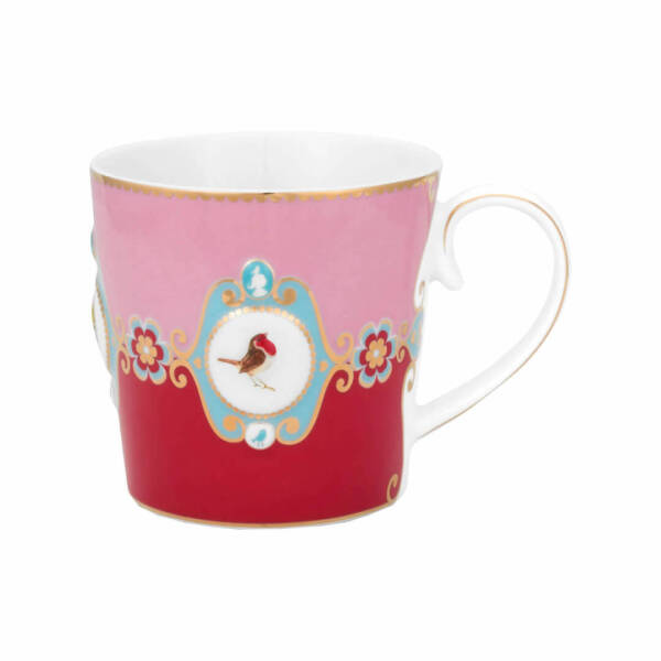 Pip Studio Love Birds Kırmızı Pembe Madalyon Desenli Mug 250 ml - 1