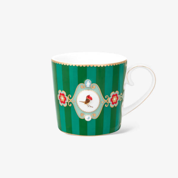 Pip Studio Love Birds Yeşil Çizgili Madalyon Desenli Küçük Mug - 1
