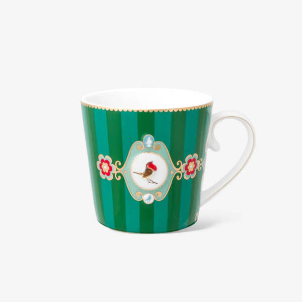 Pip Studio Love Birds Yeşil Çizgili Madalyon Desenli Mug 250 ml - 1