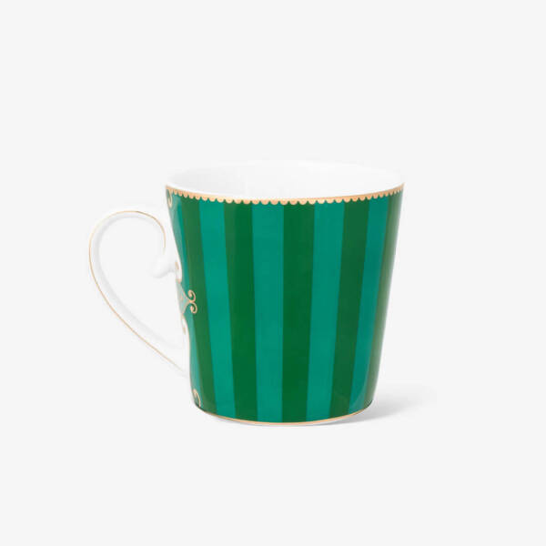 Pip Studio Love Birds Yeşil Çizgili Madalyon Desenli Mug 250 ml - 2