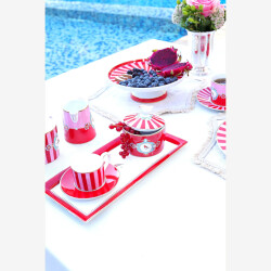 Pip Studio Love Brids Kırmızı Pembe Çizgili Kahve Fincanı 125 ml - 3