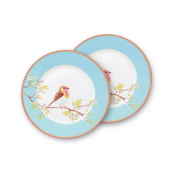 Pip Studio Mavi Kuşlu Floral Tabak 21 cm 2 Adet - 1