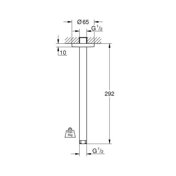 Grohe Rainshower Duş Başlığı Dirseği 292 mm 28497000 - 4