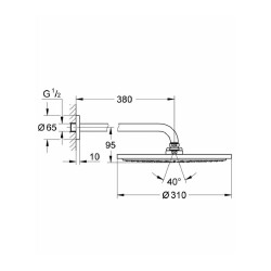 Grohe Rainshower Cosmopolitan 310 Tepe Duşu Seti 380 Mm Tek Akışlı 26066000 - 3