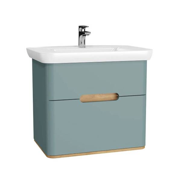 Vitra Sento Çift Çekmeceli Lavabo Dolabı Ayaksız 80 Cm Mat Fiyord Yeşili - 1