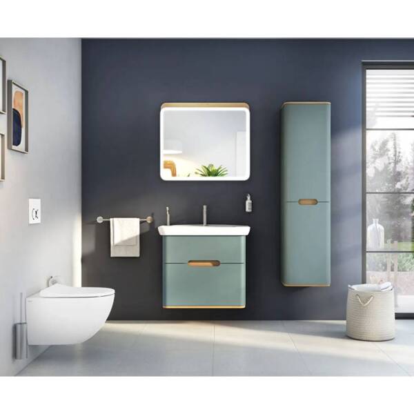 Vitra Sento Çift Çekmeceli Lavabo Dolabı Ayaksız 80 Cm Mat Fiyord Yeşili - 2