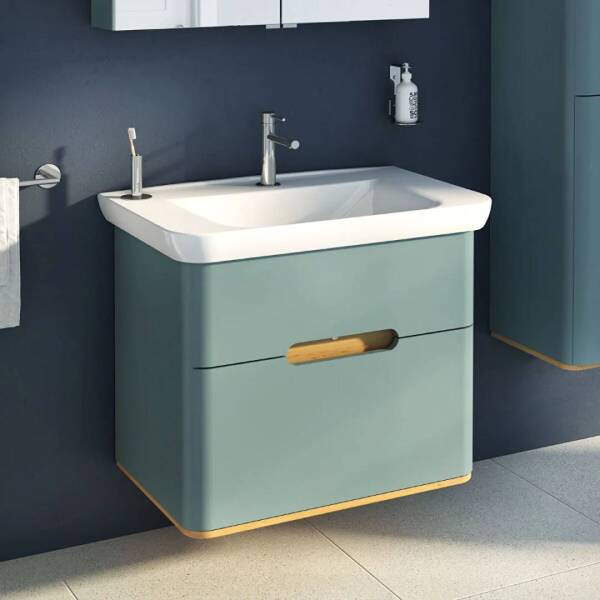 Vitra Sento Çift Çekmeceli Lavabo Dolabı Ayaksız 80 Cm Mat Fiyord Yeşili - 3