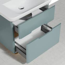 Vitra Sento Çift Çekmeceli Lavabo Dolabı Ayaksız 80 Cm Mat Fiyord Yeşili - 4
