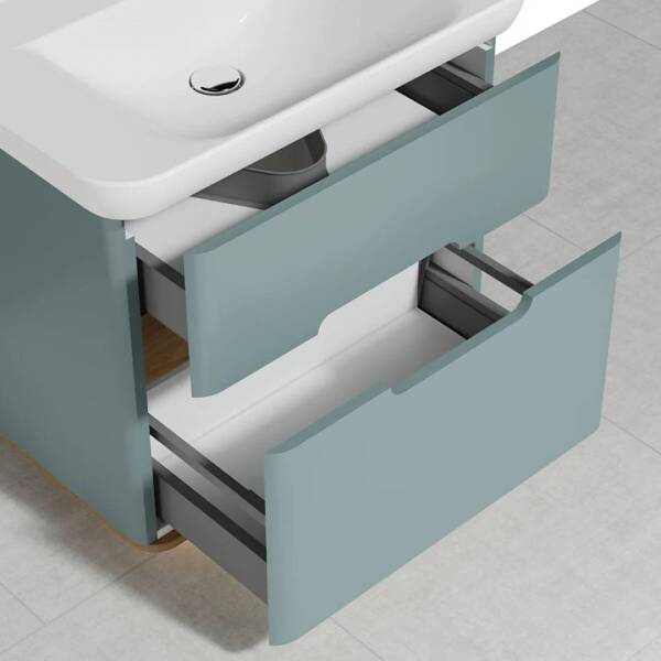 Vitra Sento Çift Çekmeceli Lavabo Dolabı Ayaksız 80 Cm Mat Fiyord Yeşili - 4