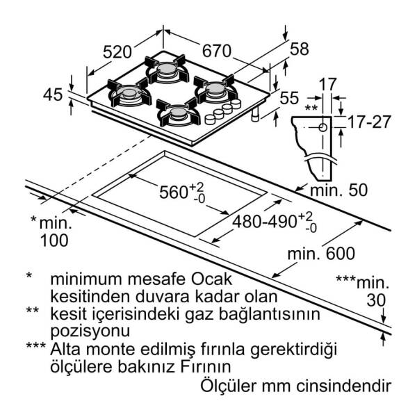 Siemens EO7C9HO12O iQ100 Gazlı Ocak 67 Cm - 7