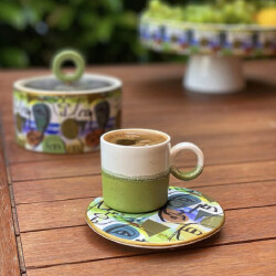 Şeyda&Aslı Tekli Kahve Fincanı Face Blush Green - 2