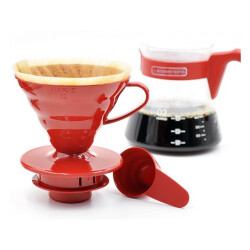 Hario V60 02 Plastik Set Kırmızı - 1