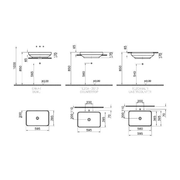 Vitra Dikdörtgen Tezgah Üstü Lavabo 60 Cm Altın 4442B072-0016 - 2