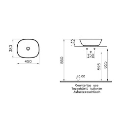 Vitra Plural Kare Alçak Çanak Lavabo 45 Cm Mat Bej 7810B420-0016 - 2