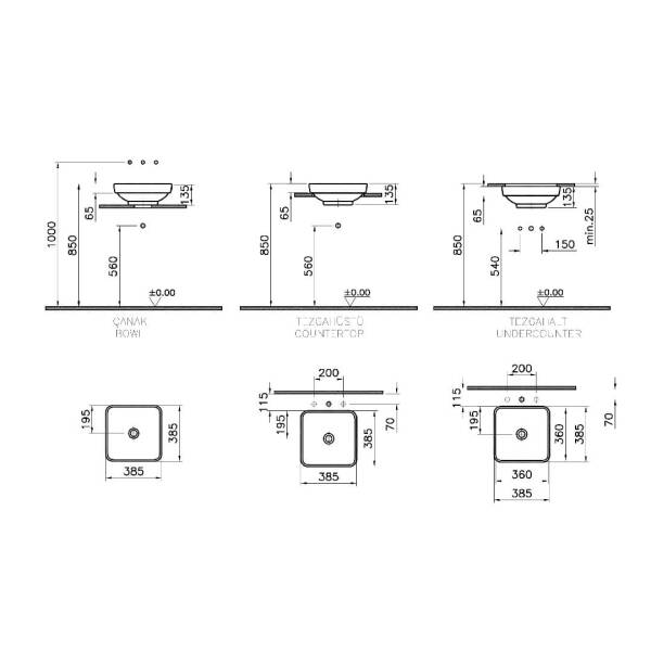 Vitra Kare Çanak Lavabo 40 Cm Bakır 4441B073-0016 - 2