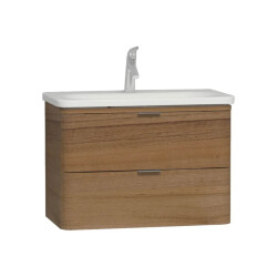 Vitra Nest Trendy Lavabo Dolabı 80 cm Hareli Doğal Ahşap 56147 - 1