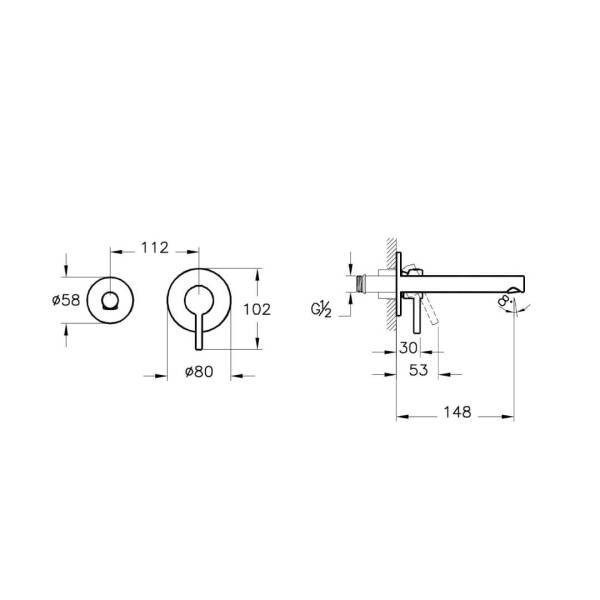 Vitra Origin Ankastre Lavabo Bataryası Krom A42581 - 2