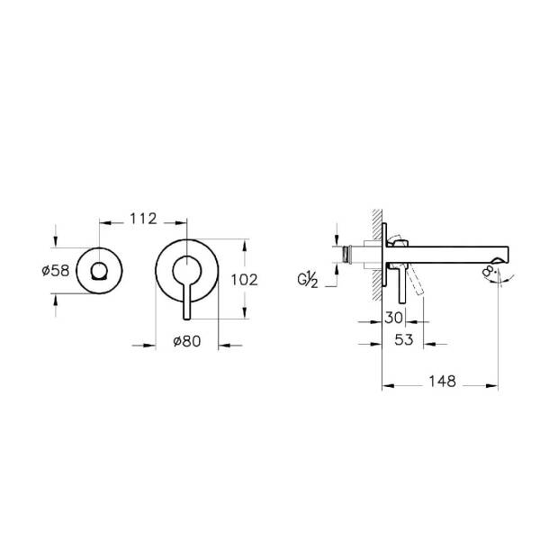 Origin Ankastre Lavabo Bataryası Nikel A4258134 - 2