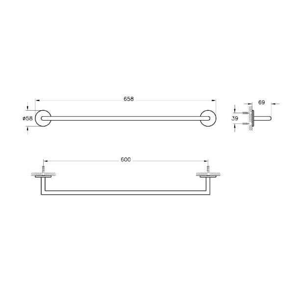 Vitra Origin Havluluk 60 cm Mat Siyah A4489736 - 2