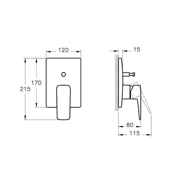 Vitra Root Square Ankastre Banyo Bataryası Krom A42752 - 2