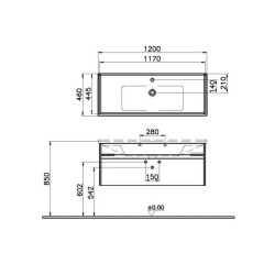 Vitra S50+ Lavabo Dolabı 120 cm Parlak Beyaz 54746 - 2