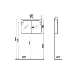 Vitra Sento Aydınlatmalı Dolaplı Ayna 100 cm Açık Meşe 60897 - 2