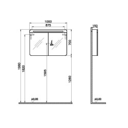 Vitra Sento Aydınlatmalı Dolaplı Ayna 100 cm Mat Antrasit 61683 - 2