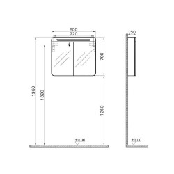 Vitra Sento Aydınlatmalı Dolaplı Ayna 80 cm Mat Antrasit 61680 - 2