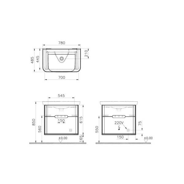 Vitra Sento Lavabo Dolabı 80 cm Mat Antrasit 60836 - 2