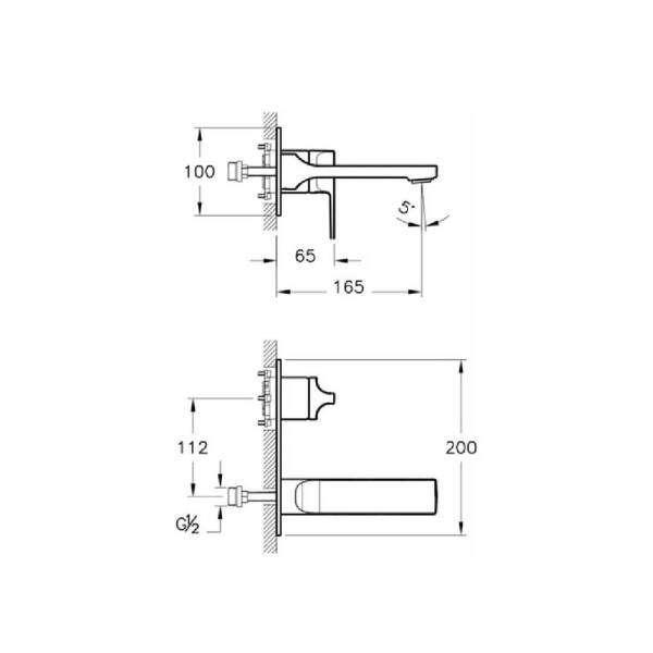 Vitra Suit L Ankastre Lavabo Bataryası Sıva Üstü Grubu A4248626 - 2