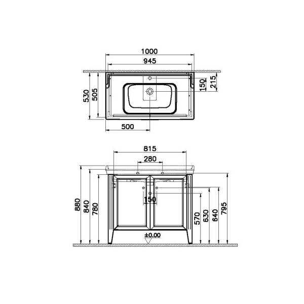 Vitra Valarte Lavabo Dolabı 100 cm Mat Gri 62157 - 2