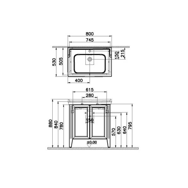 Vitra Valarte Lavabo Dolabı 80 cm Mat Gri 62154 - 2