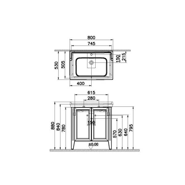 Vitra Valarte Lavabo Dolabı 80 cm Mat Beyaz 62153 - 2